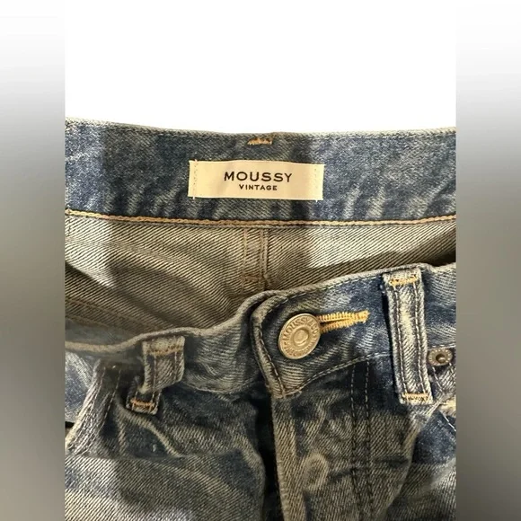 Moussy Vintage Denim Kelley Tapered Distressed Raw Hem Jeans, pre-owned, size 25 - Picture 6 of 16
